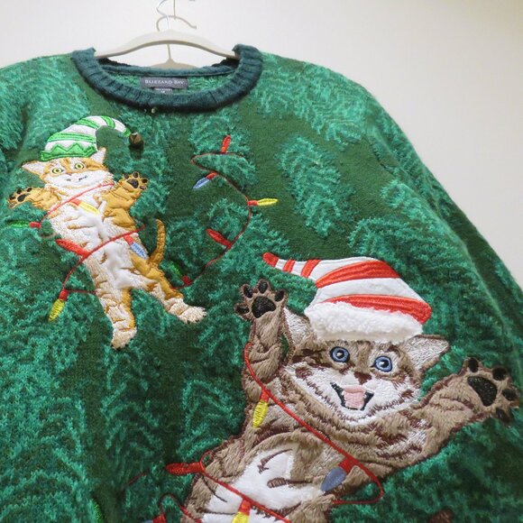 BLIZZARD BAY Crazy Cat Jingle Bell Ugly Christmas Sweater Holidays Warm - Size M - Picture 7 of 14